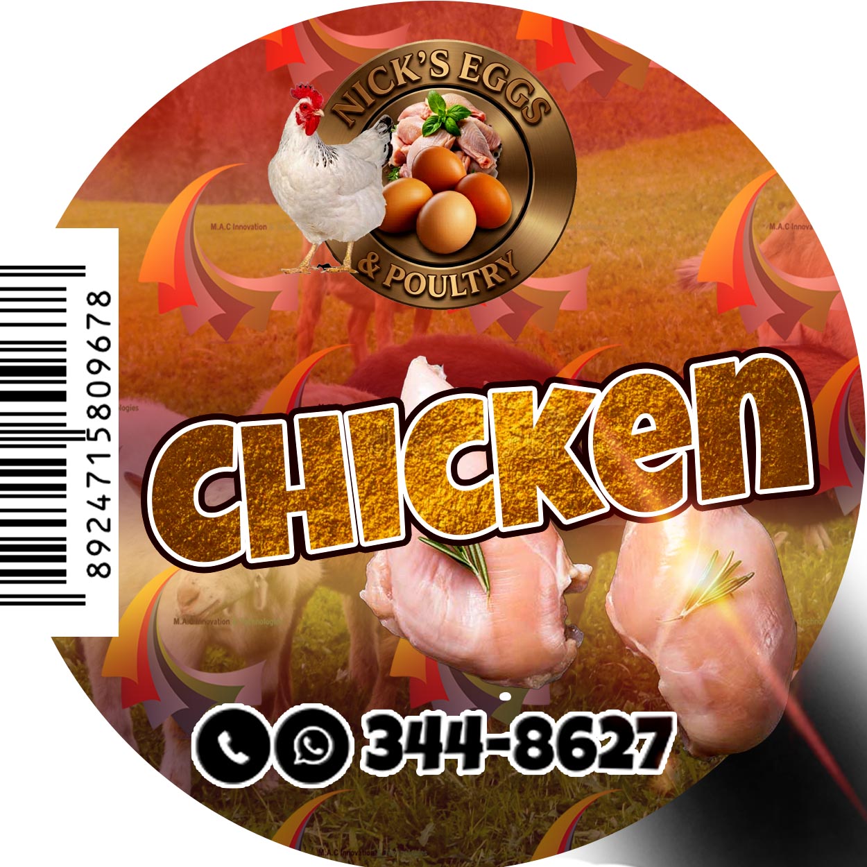 Nicks Eggs Chicken 2.5 by 2.5 Sample